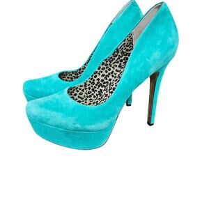 Jessica Simpson Emerald Green Suade Platform Heels Size 8B Waleo Holiday Party